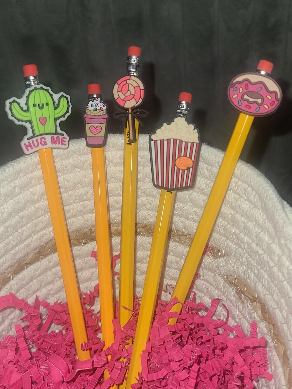 Cute Food & Cactus Topper Pencils - Yellow